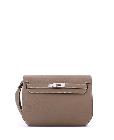Pre-owned Pre-owned Hermes  Hermes 25 Kelly Depeches Pouch Togo In Gray