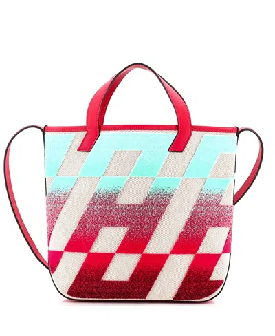 Pre-owned Pre-owned Hermes  Hermes 27 Cabas H En Biais Tote Tufted Motif Canvas With Leather In Multicolor/pink
