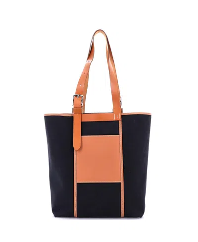 Pre-owned Pre-owned Hermes  Hermes 27 Etriviere Pocket Tote Toile And Leather In Black/ Brown