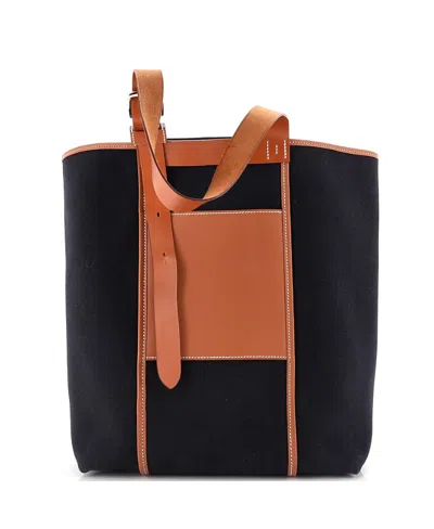 Pre-owned Pre-owned Hermes  Hermes 27 Etriviere Pocket Tote Toile And Leather In Black/ Brown