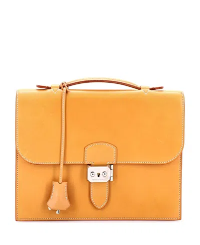 Pre-owned Pre-owned Hermes  Hermes 27 Sac A Depeches Bag Vache Natural In Brown