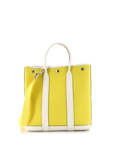 Pre-owned Pre-owned Hermes  Hermes 28 Garden File Tote Toile And Leather