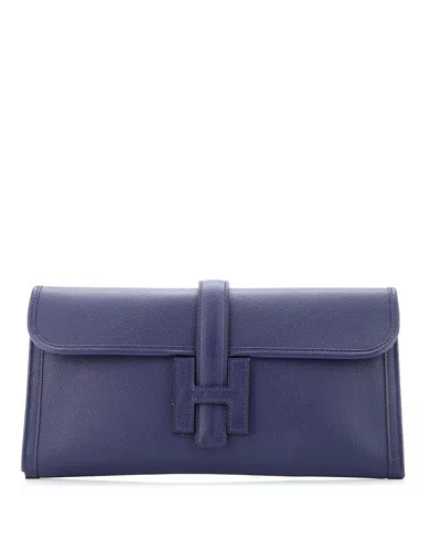 Pre-owned Pre-owned Hermes  Hermes 29 Jige Elan Clutch Evercolor In Blue
