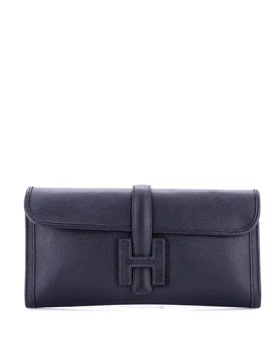 Pre-owned Hermes  Hermes 29 Jige Elan Clutch Evercolor In Blue
