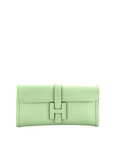 Pre-owned Pre-owned Hermes  Hermes 29 Jige Elan Clutch Evercolor In Green