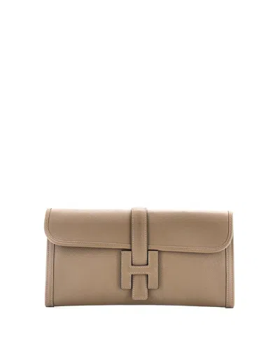 Pre-owned Pre-owned Hermes  Hermes 29 Jige Elan Clutch Evercolor In Green