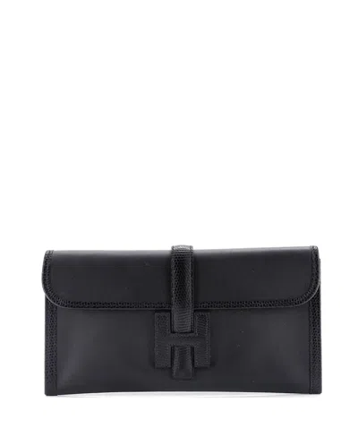 Pre-owned Pre-owned Hermes  Hermes 29 Jige Elan Clutch Swift With Lizard In Black