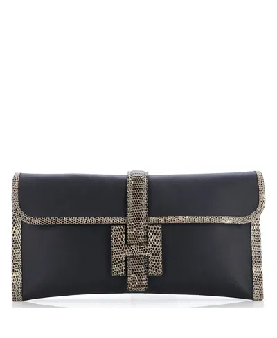 Pre-owned Pre-owned Hermes  Hermes 29 Jige Elan Clutch Swift With Lizard In Black/ Grey