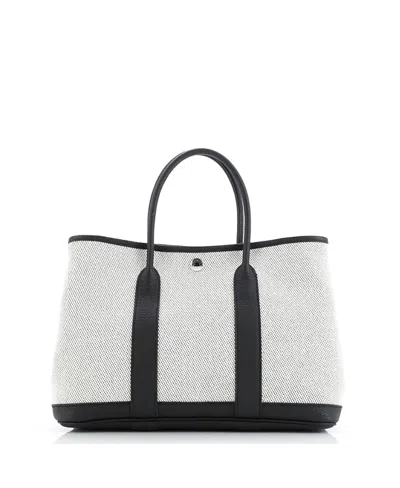 Pre-owned Pre-owned Hermes  Hermes 30 Garden Party Tote Toile And Leather In Black