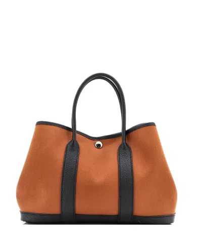 Pre-owned Pre-owned Hermes  Hermes 30 Garden Party Tote Toile And Leather In Brown/ Black