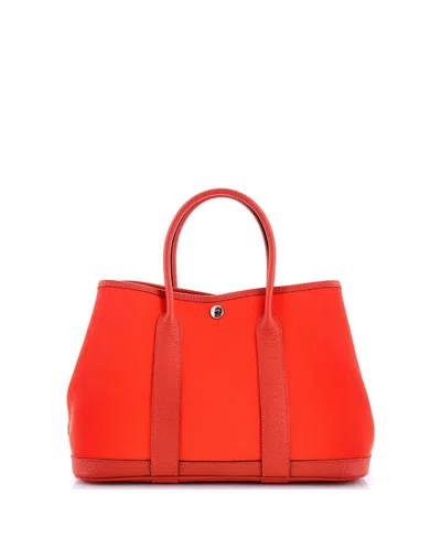 Pre-owned Pre-owned Hermes  Hermes 30 Garden Party Tote Toile And Leather In Orange
