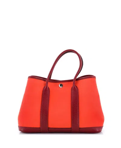 Pre-owned Pre-owned Hermes  Hermes 30 Garden Party Tote Toile And Leather In Orange