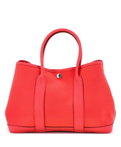 Pre-owned Pre-owned Hermes  Hermes 30 Garden Party Tote Toile And Leather In Pink