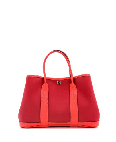 Pre-owned Pre-owned Hermes  Hermes 30 Garden Party Tote Toile And Leather In Red
