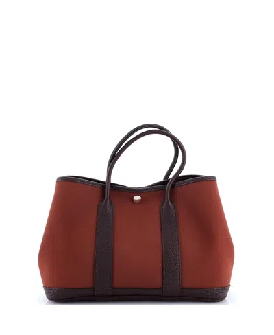 Pre-owned Pre-owned Hermes  Hermes 30 Garden Party Tote Toile And Leather In Red