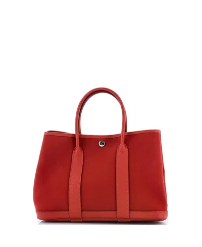 Pre-owned Pre-owned Hermes  Hermes 30 Garden Party Tote Toile And Leather In Red