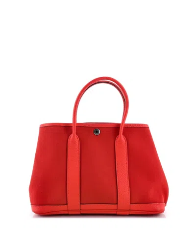 Pre-owned Pre-owned Hermes  Hermes 30 Garden Party Tote Toile And Leather In Red