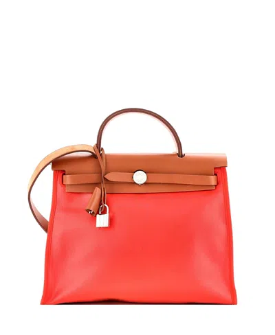 Pre-owned Pre-owned Hermes  Hermes 31 Herbag Zip Berline Vache Canvas And Leather