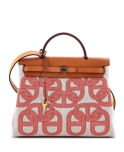 Pre-owned Pre-owned Hermes  Hermes 31 Herbag Zip Circuit 24 Vache Hunter And Leather In Neutral/ Brown/ Natural