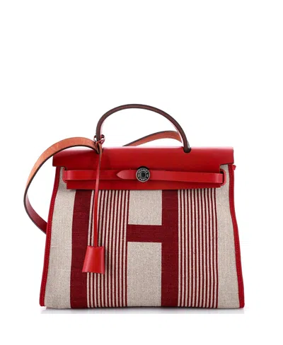 Pre-owned Pre-owned Hermes  Hermes 31 Herbag Zip H Vibration Toile And Leather