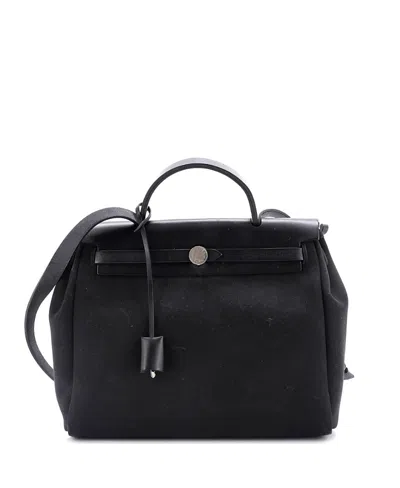 Pre-owned Pre-owned Hermes  Hermes 31 Herbag Zip Leather And Toile In Black