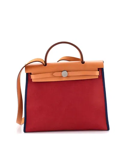 Pre-owned Pre-owned Hermes  Hermes 31 Herbag Zip Leather And Toile In Red