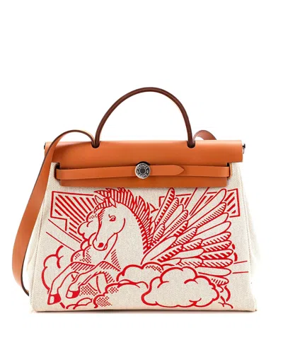 Pre-owned Pre-owned Hermes  Hermes 31 Herbag Zip Pegase Pop Toile And Leather