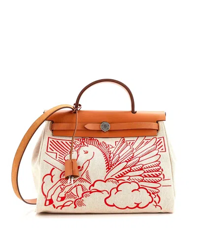 Pre-owned Pre-owned Hermes  Hermes 31 Herbag Zip Pegase Pop Toile And Leather