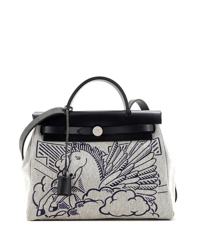 Pre-owned Pre-owned Hermes  Hermes 31 Herbag Zip Pegase Pop Toile And Leather