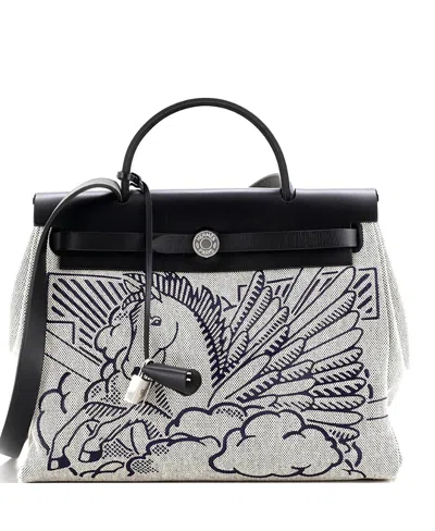 Pre-owned Pre-owned Hermes  Hermes 31 Herbag Zip Pegase Pop Toile And Leather