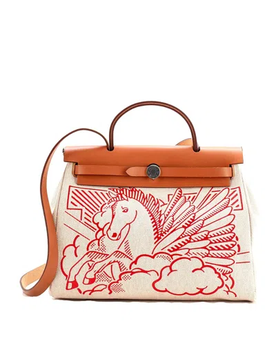 Pre-owned Pre-owned Hermes  Hermes 31 Herbag Zip Pegase Pop Toile And Leather