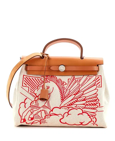 Pre-owned Pre-owned Hermes  Hermes 31 Herbag Zip Pegase Pop Toile And Leather