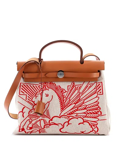 Pre-owned Pre-owned Hermes  Hermes 31 Herbag Zip Pegase Pop Toile And Leather
