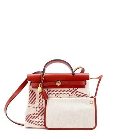 Pre-owned Pre-owned Hermes  Hermes 31 Herbag Zip Relief Brides De Gala Toile And Leather