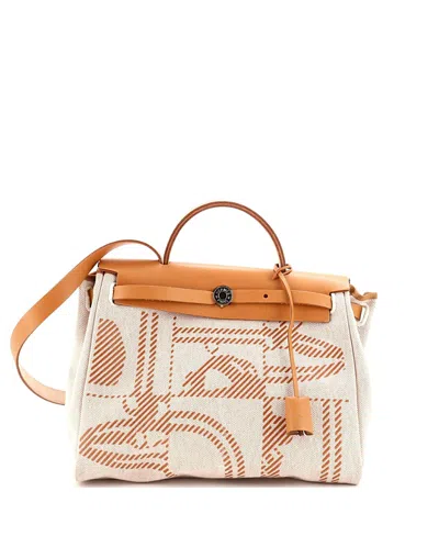 Pre-owned Pre-owned Hermes  Hermes 31 Herbag Zip Relief Brides De Gala Toile And Leather