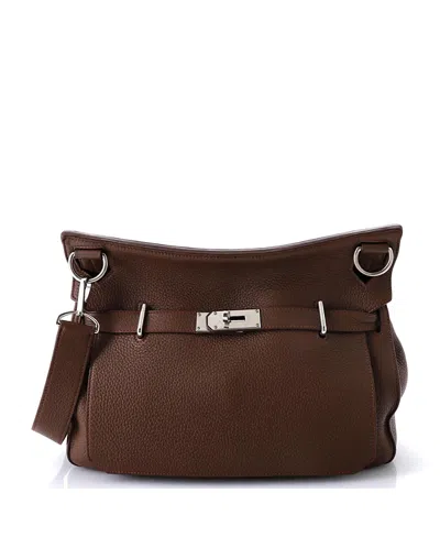 Pre-owned Pre-owned Hermes  Hermes 34 Verso Jypsiere Bag Clemence In Brown