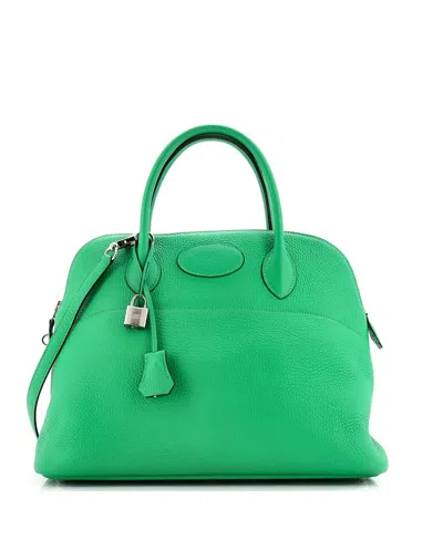 Pre-owned Pre-owned Hermes  Hermes 35 Bolide Bag Clemence In Green