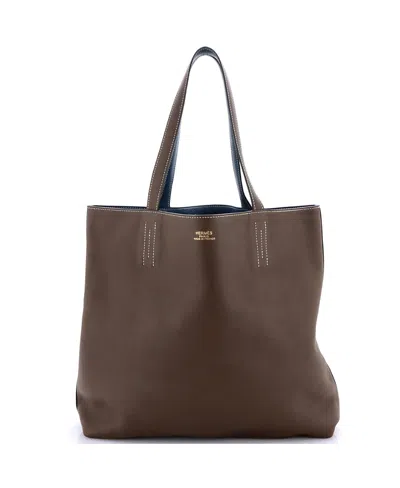 Pre-owned Pre-owned Hermes  Hermes 36 Double Sens Tote Clemence And Swift In Blue