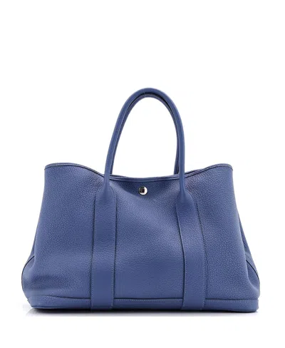 Pre-owned Pre-owned Hermes  Hermes 36 Garden Party Tote Leather In Blue