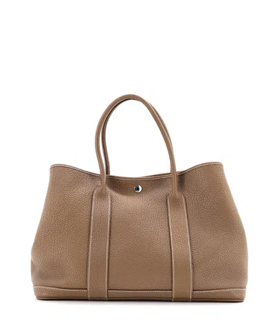 Pre-owned Pre-owned Hermes  Hermes 36 Garden Party Tote Leather In Gray