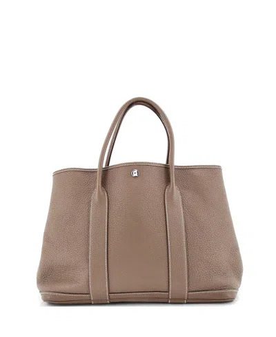 Pre-owned Pre-owned Hermes  Hermes 36 Garden Party Tote Leather In Gray
