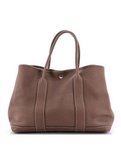 Pre-owned Pre-owned Hermes  Hermes 36 Garden Party Tote Leather In Gray