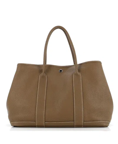 Pre-owned Pre-owned Hermes  Hermes 36 Garden Party Tote Leather In Gray