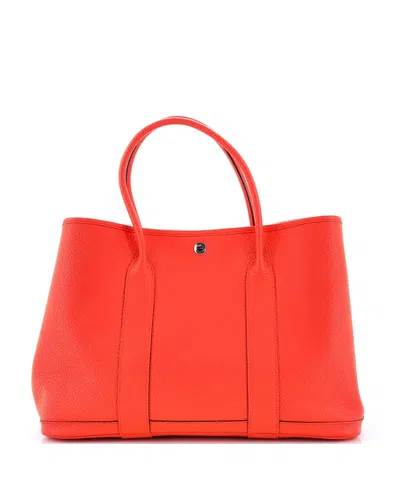 Pre-owned Pre-owned Hermes  Hermes 36 Garden Party Tote Leather With Printed Interior In Orange