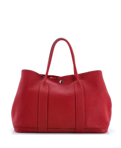 Pre-owned Pre-owned Hermes  Hermes 36 Garden Party Tote Leather With Printed Interior In Red