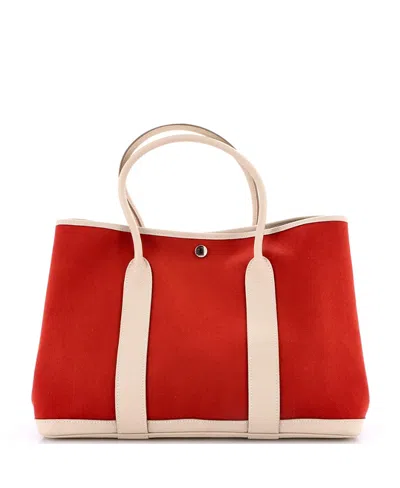 Pre-owned Pre-owned Hermes  Hermes 36 Garden Party Tote Toile And Leather