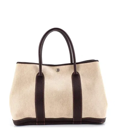Pre-owned Pre-owned Hermes  Hermes 36 Garden Party Tote Toile And Leather