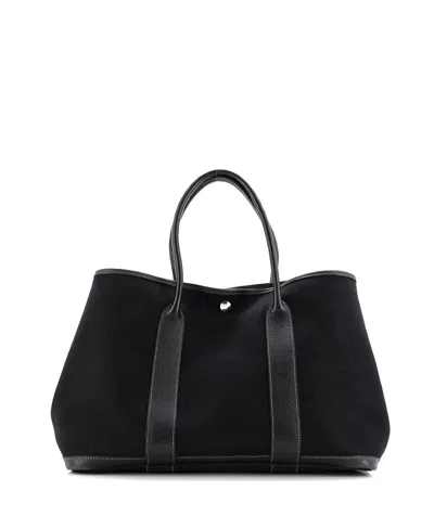 Pre-owned Pre-owned Hermes  Hermes 36 Garden Party Tote Toile And Leather In Black