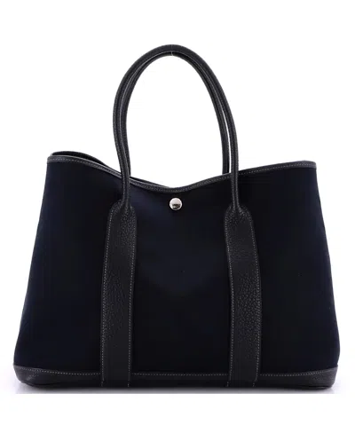 Pre-owned Pre-owned Hermes  Hermes 36 Garden Party Tote Toile And Leather In Black