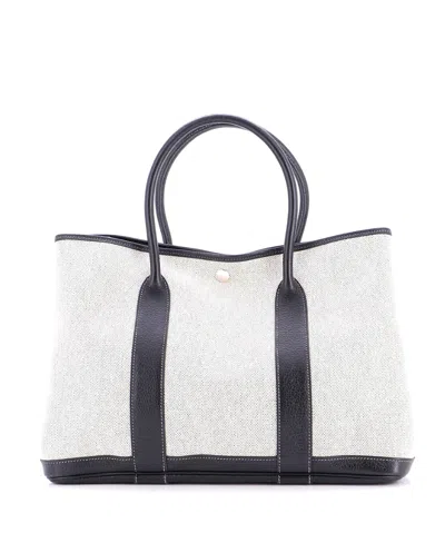 Pre-owned Pre-owned Hermes  Hermes 36 Garden Party Tote Toile And Leather In Black